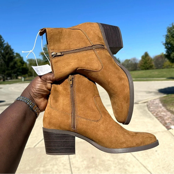 Old Navy Women’s Faux Suede Western Ankle Booties‎ Size 10 Bourbon - Picture 9 of 13